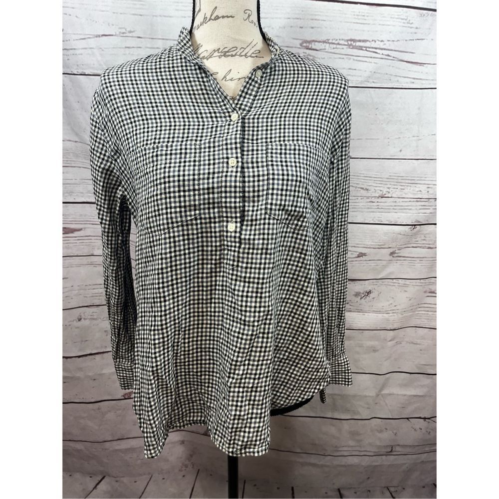 Madewell XS black and white checkered pullover cotton top‎ (1788)